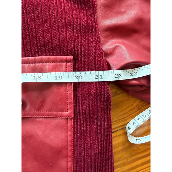 Cider Cool Girl Leather Patchy Jacket, Red Size S - Picture 7 of 7